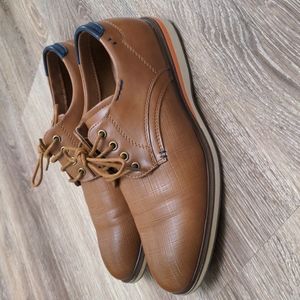 Bruno Marc Brown Leather Dress Shoes Lace Up Oxfords Men's Size 7